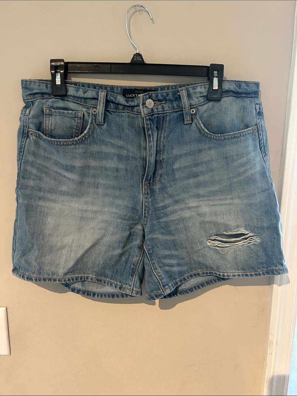 Lucky Brand Faded Blue Ripped Denim Shorts